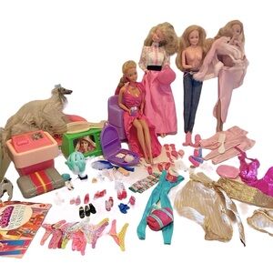 Vintage 100+piece Lot Barbie Ken Accessories Clothing Shoes Furniture Dog